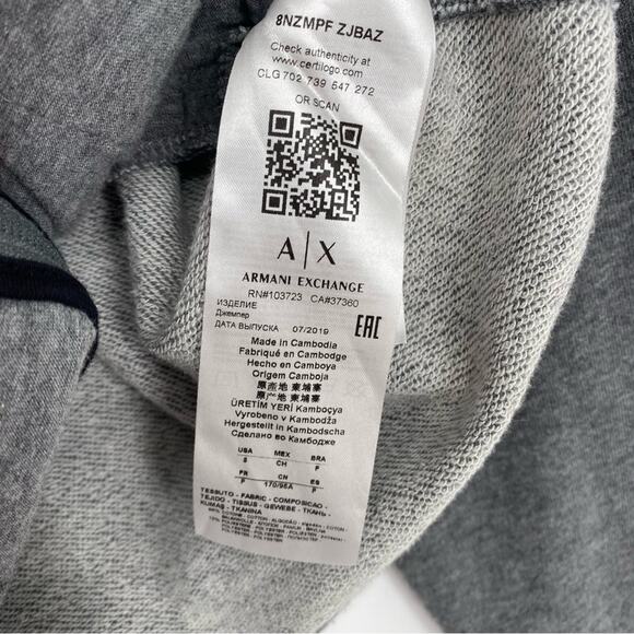A/X Armani Exchange Grey Zip Up Hoodie Quiet Luxury Staple Oversized S - Picture 4 of 7